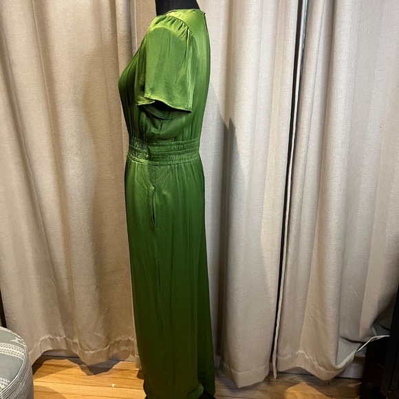 Free People Green Satin Wide Leg Jumpsuit Size S - Picture 15 of 16
